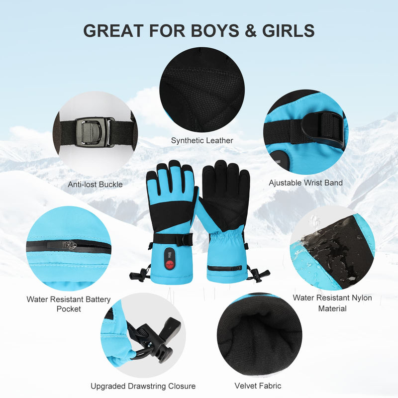 Load image into Gallery viewer, Savior Kids Heated Gloves - 7.4V Fast Heating, Touchscreen Compatible