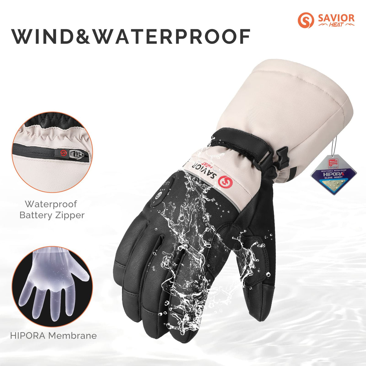 Savior Heated Ski Gloves 2.0 – Bluetooth & Waterproof Goatskin