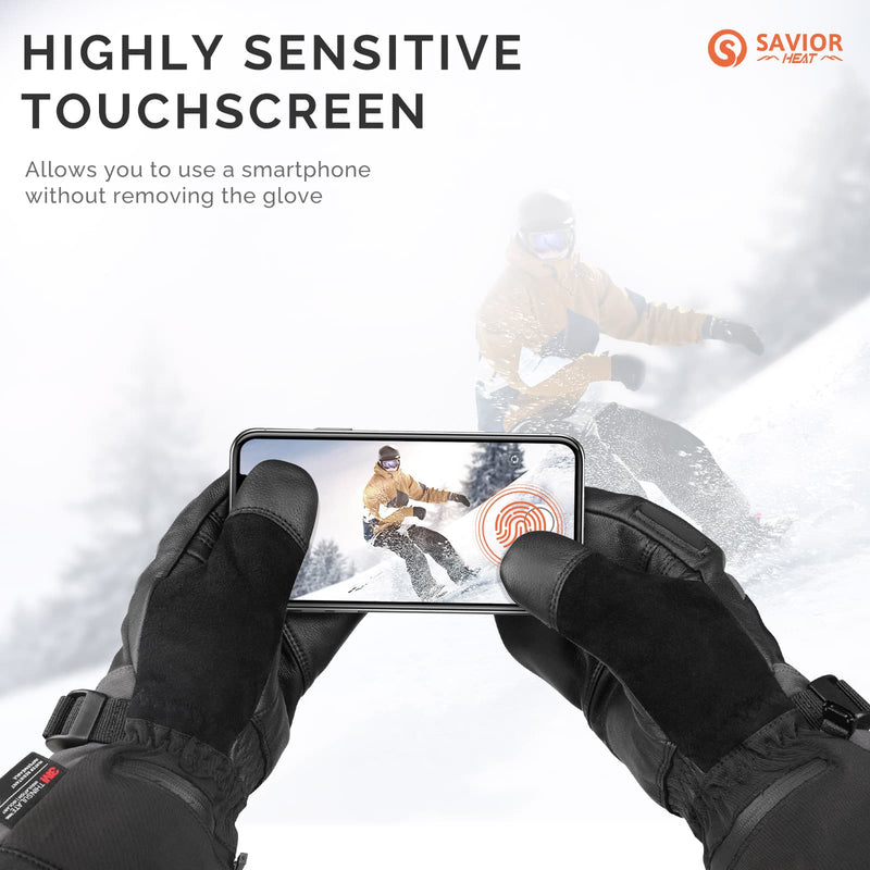 Load image into Gallery viewer, Savior Heated Ski Mittens 2.0 Upgraded Bluetooth Control Waterproof Goatskin Palm