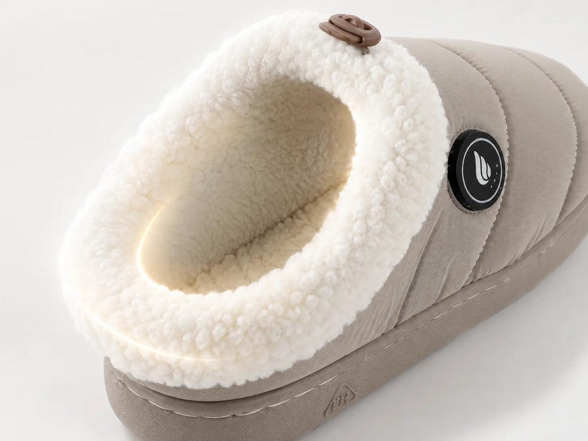 Savior Heat adjustable-cuff heated slippers with soft plush lining for cosy indoor winter comfort
