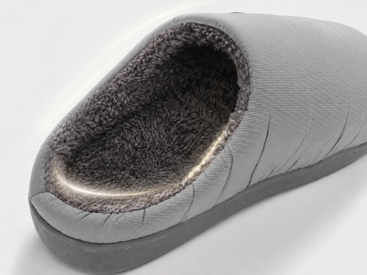 Savior Heat easy slip-on heated slippers with soft plush lining for cosy indoor winter comfort