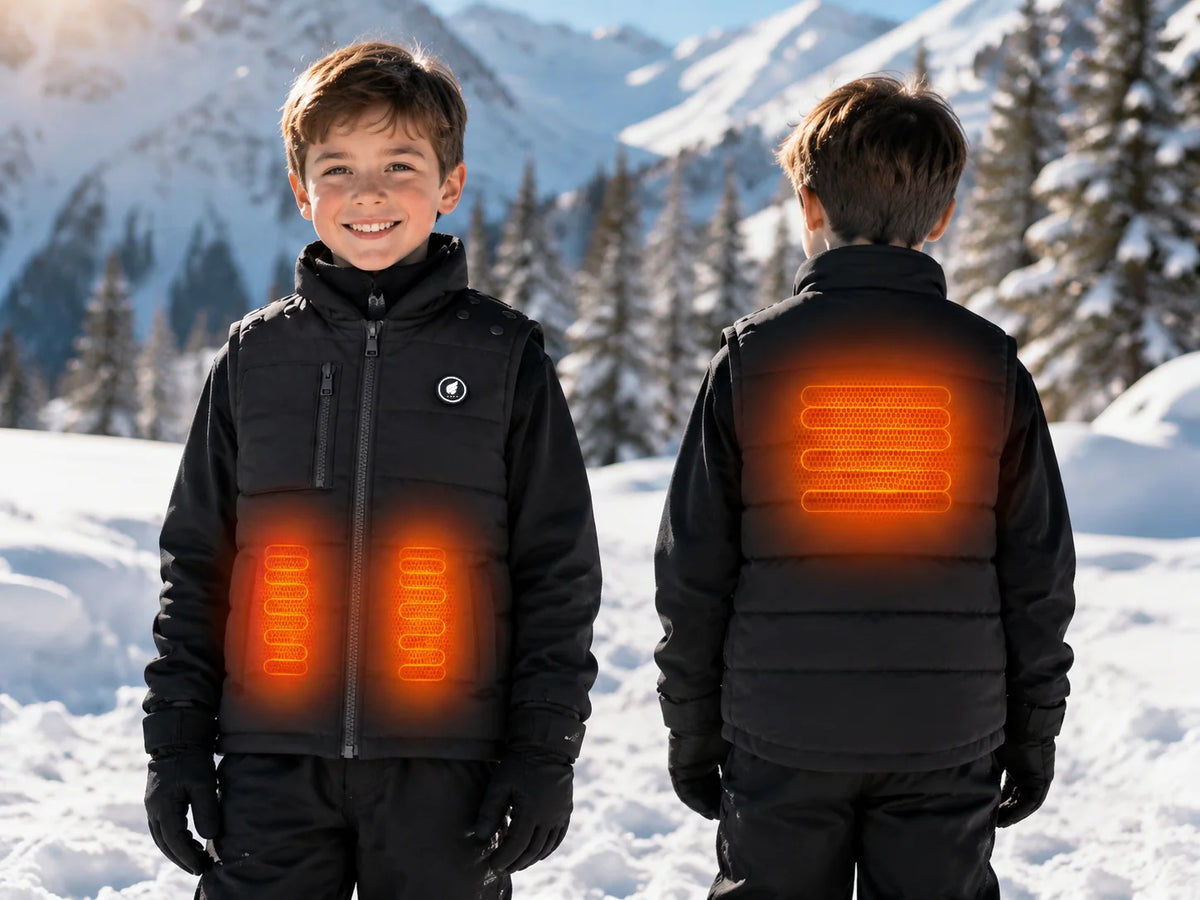 Savior Heat kids' heated vest with 3-zone heating across the core