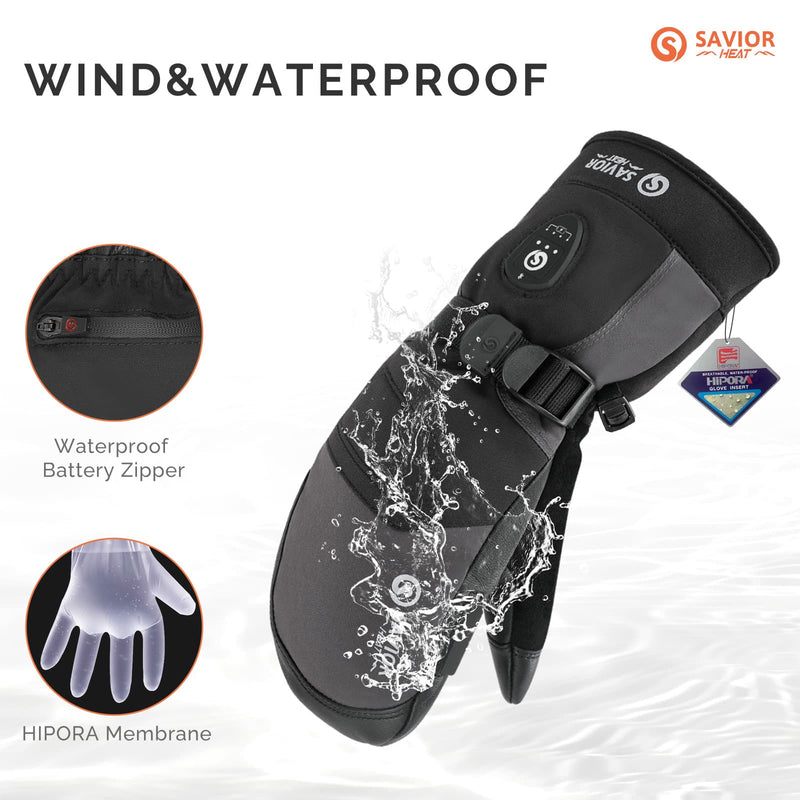 Load image into Gallery viewer, Savior Heated Ski Mittens 2.0 Upgraded  Bluetooth Control Waterproof Goatskin Palm
