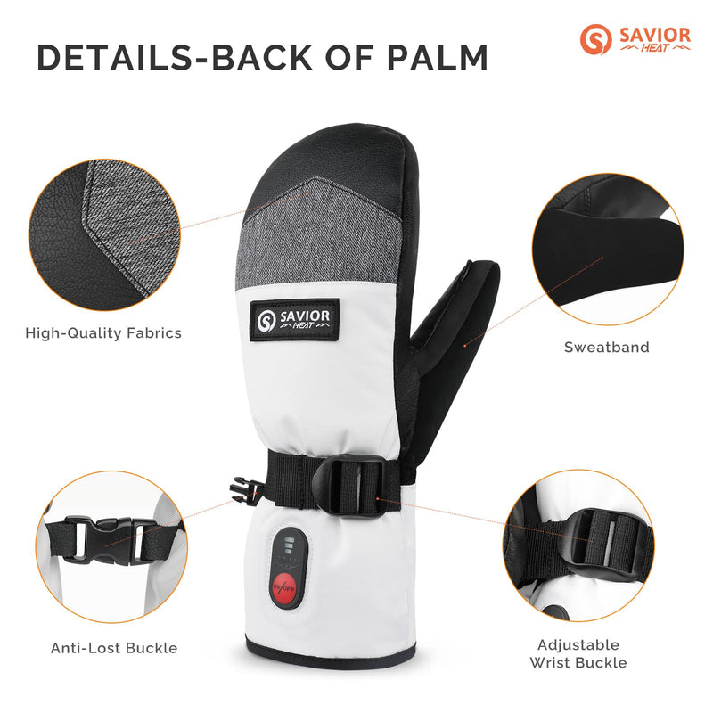 Load image into Gallery viewer, Savior Heated Ski Mittens 2.0 3000mAh Battery Fast Charging Waterproof Sheepskin Material

