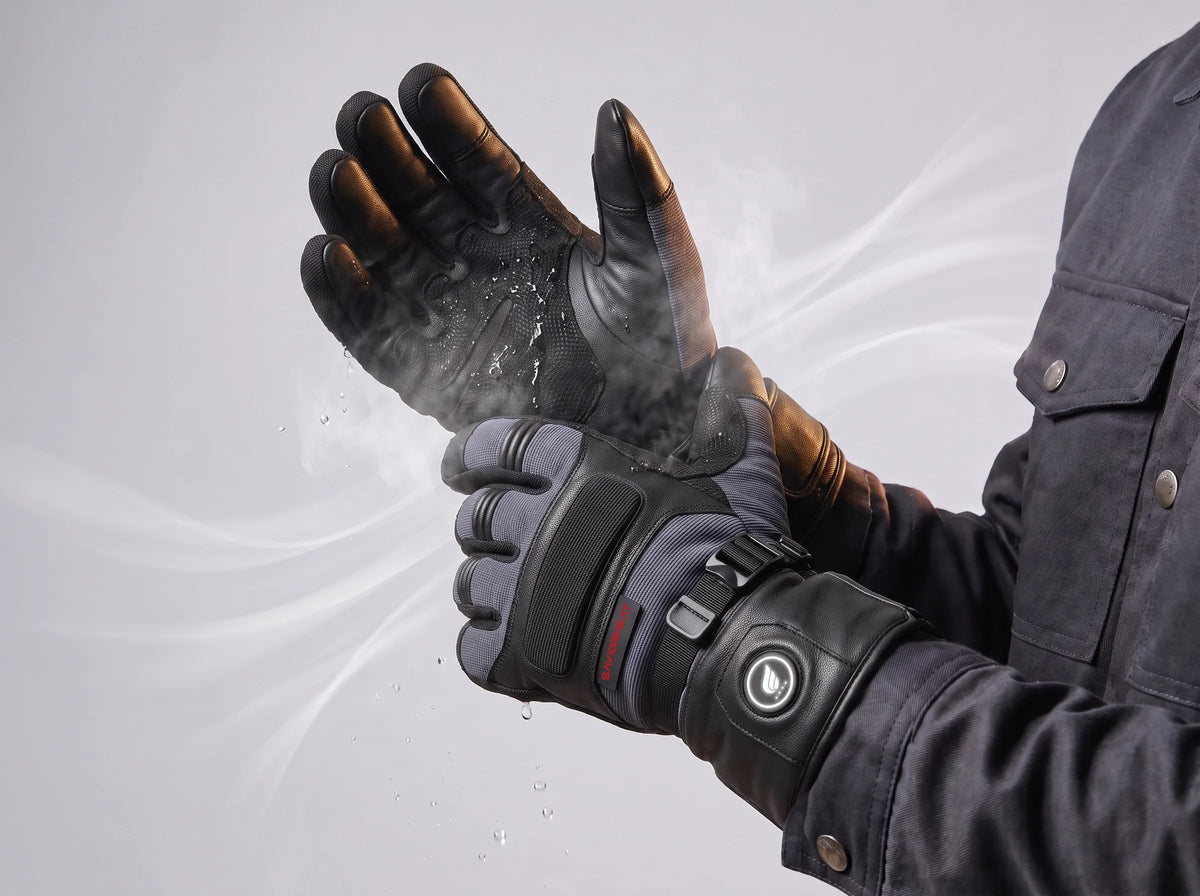 Waterproof and windproof Savior Heat goatskin heated work gloves in Pro Black for winter jobs