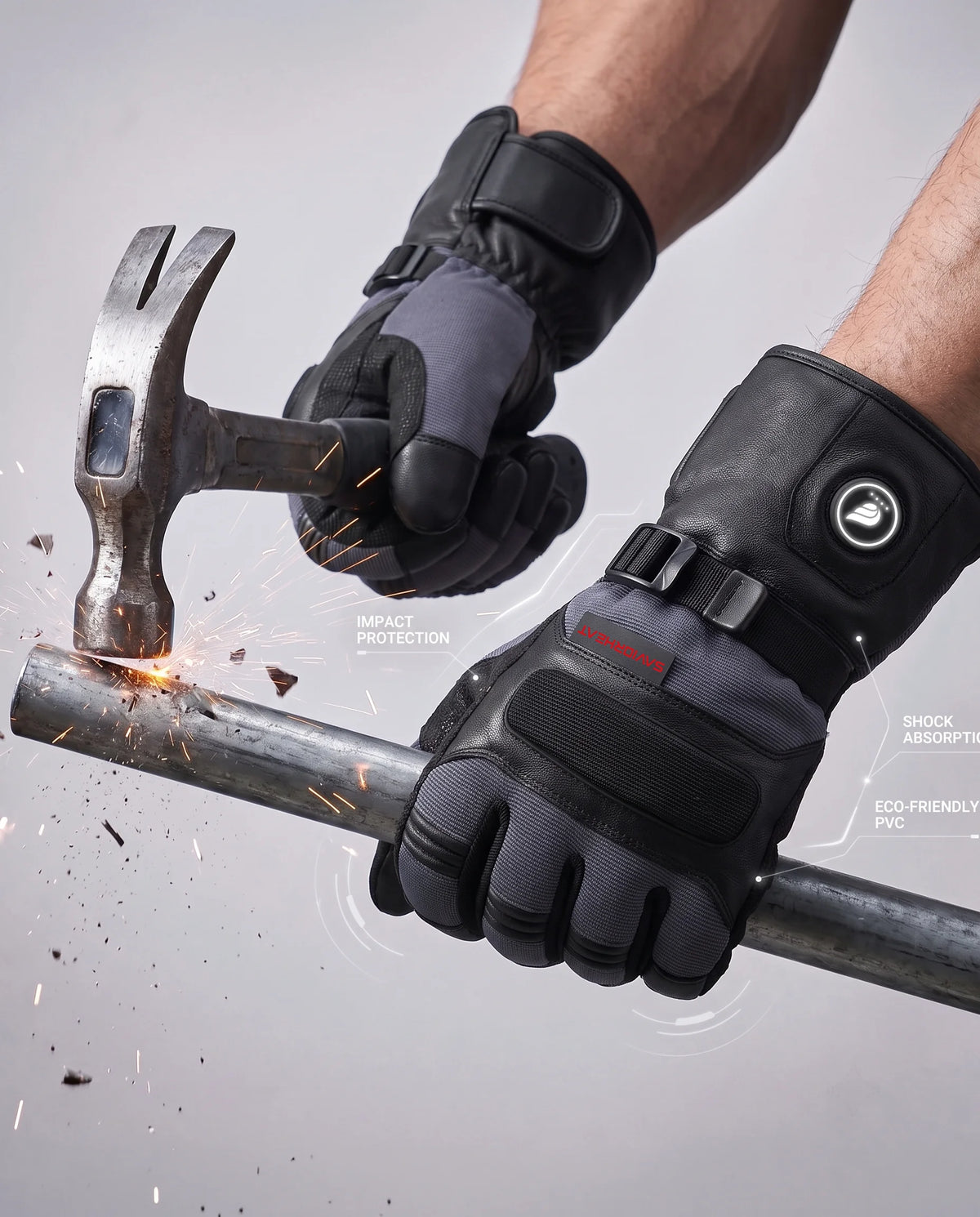 Savior Heat Pro Black heated work gloves with impact protection for demanding cold-weather tasks