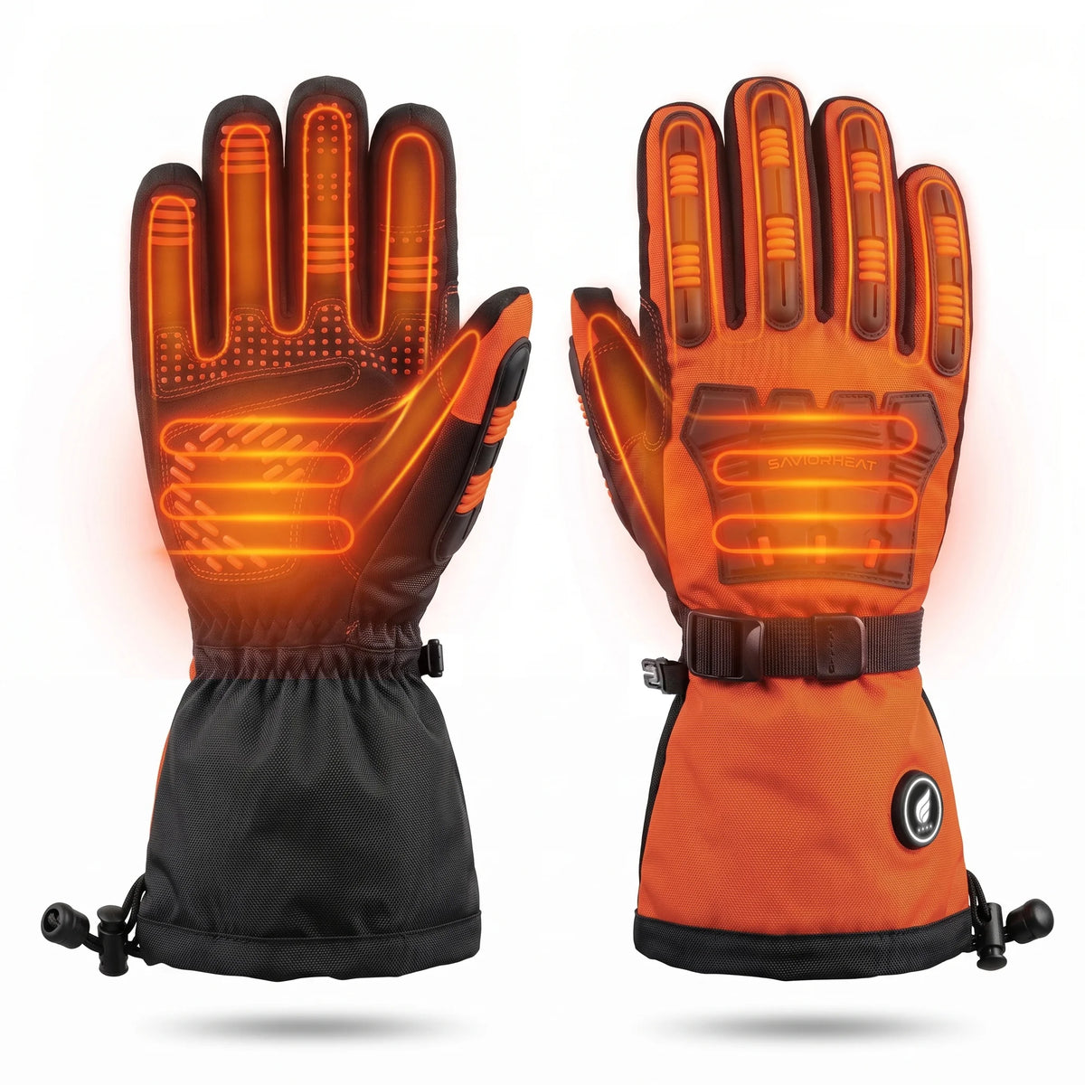 Heavy-Duty Heated Work Gloves – Hook-and-Loop Safety Orange 02