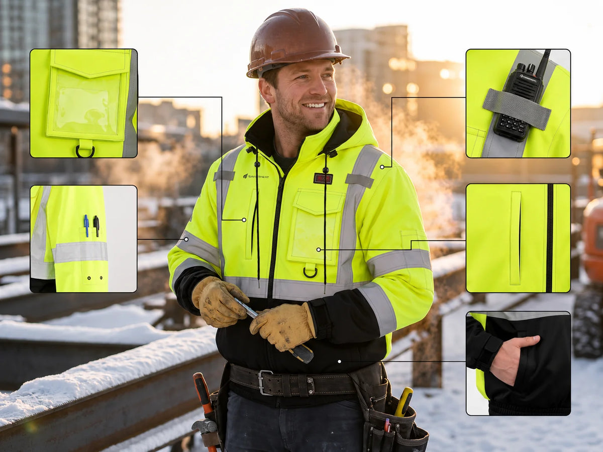 Savior Heat high-visibility heated work jacket with practical work-ready storage