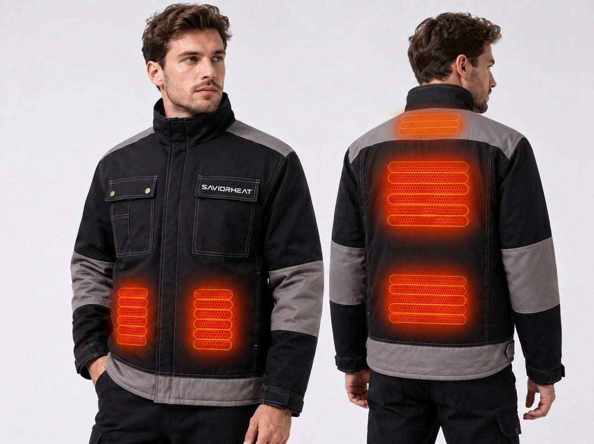 Savior Heat comfort-lined heated work jacket with 5-zone dual heat control