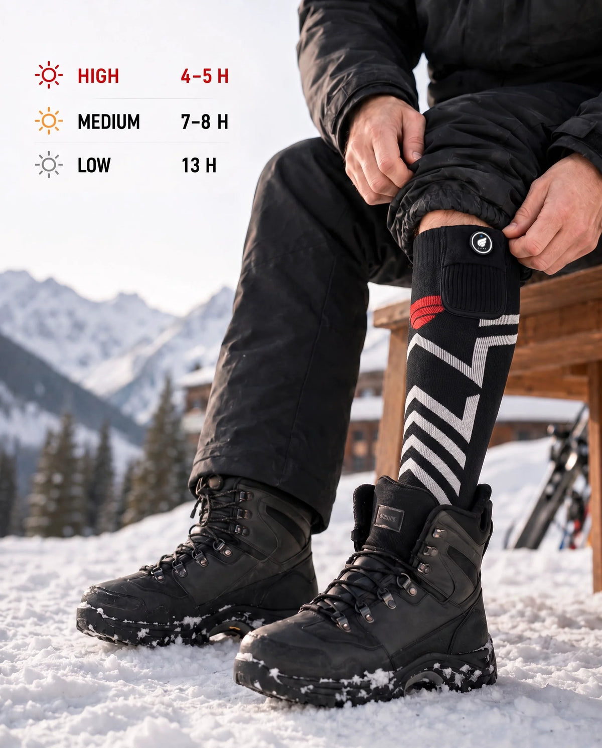 Machine-washable Savior Heat Silverline heated ski socks for easy everyday winter care