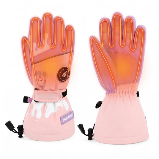 Heating zone coverage on Savior Heat Bear-Print Kids Heated Ski Gloves
