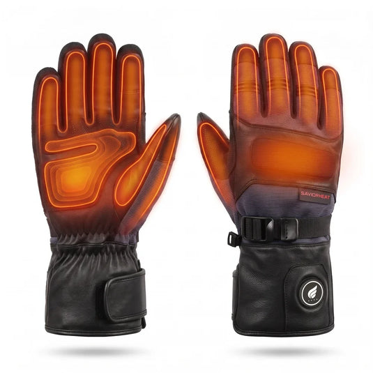 Heating zone coverage on Savior Heat Goatskin Leather Heated Work Gloves - Pro Black