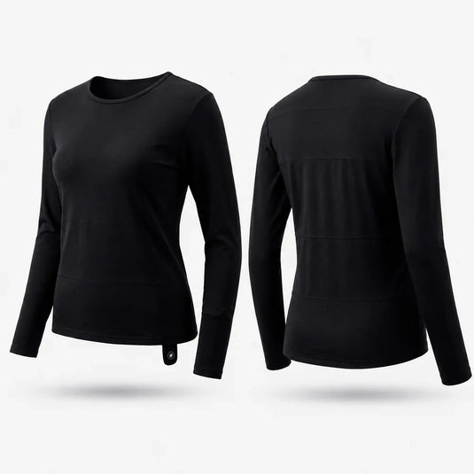 Heating zone coverage on Savior Heat Women's Soft Wool-Blend Heated Base Layer Top